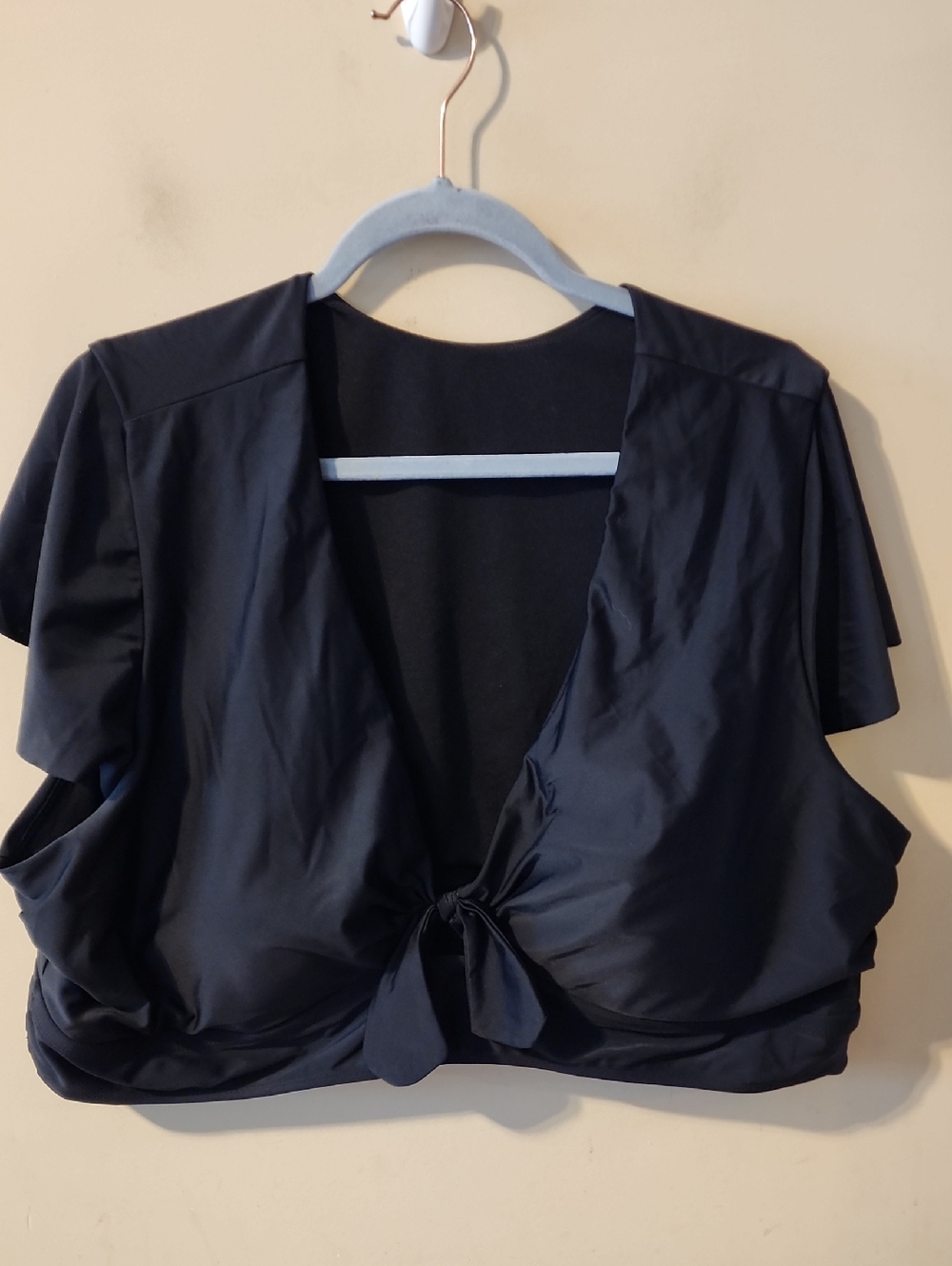 torrid Black Tie-Front Swim Crop Top